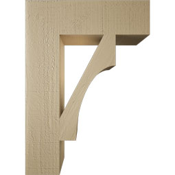 Ekena Millwork - BKTUR055X20X28WTL05RCPR - Timberthane Faux Wood Westlake Style Bracket, Block Ends, 5 1/2"W x 20"D x 28"H, Primed Tan