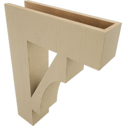 Ekena Millwork - BKTUR055X20X28WTL05RCPR - Timberthane Faux Wood Westlake Style Bracket, Block Ends, 5 1/2"W x 20"D x 28"H, Primed Tan