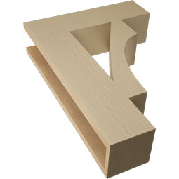 Ekena Millwork - BKTUR055X20X28WTL05RCPR - Timberthane Faux Wood Westlake Style Bracket, Block Ends, 5 1/2"W x 20"D x 28"H, Primed Tan