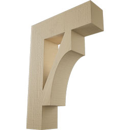 Ekena Millwork - BKTUR055X20X28WTL05RCPR - Timberthane Faux Wood Westlake Style Bracket, Block Ends, 5 1/2"W x 20"D x 28"H, Primed Tan