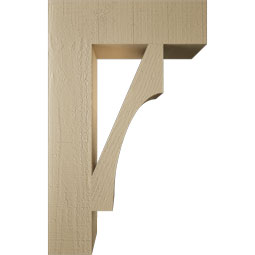 Ekena Millwork - BKTUR055X20X32WTL05RCPR - Timberthane Faux Wood Westlake Style Bracket, Block Ends, 5 1/2"W x 20"D x 32"H, Primed Tan