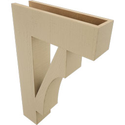 Ekena Millwork - BKTUR055X20X32WTL05RCPR - Timberthane Faux Wood Westlake Style Bracket, Block Ends, 5 1/2"W x 20"D x 32"H, Primed Tan