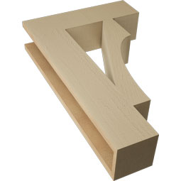 Ekena Millwork - BKTUR055X20X32WTL05RCPR - Timberthane Faux Wood Westlake Style Bracket, Block Ends, 5 1/2"W x 20"D x 32"H, Primed Tan