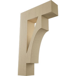 Ekena Millwork - BKTUR055X20X32WTL05RCPR - Timberthane Faux Wood Westlake Style Bracket, Block Ends, 5 1/2"W x 20"D x 32"H, Primed Tan