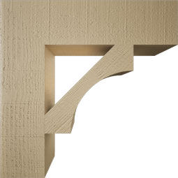 Ekena Millwork - BKTUR055X22X22WTL05RCPR - Timberthane Faux Wood Westlake Style Bracket, Block Ends, 5 1/2"W x 22"D x 22"H, Primed Tan