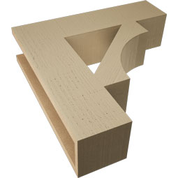Ekena Millwork - BKTUR055X22X22WTL05RCPR - Timberthane Faux Wood Westlake Style Bracket, Block Ends, 5 1/2"W x 22"D x 22"H, Primed Tan