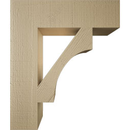 Ekena Millwork - BKTUR055X22X26WTL05RCPR - Timberthane Faux Wood Westlake Style Bracket, Block Ends, 5 1/2"W x 22"D x 26"H, Primed Tan