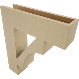Ekena Millwork - BKTUR055X22X26WTL05RCPR - Timberthane Faux Wood Westlake Style Bracket, Block Ends, 5 1/2"W x 22"D x 26"H, Primed Tan