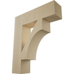 Ekena Millwork - BKTUR055X22X26WTL05RCPR - Timberthane Faux Wood Westlake Style Bracket, Block Ends, 5 1/2"W x 22"D x 26"H, Primed Tan