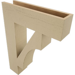 Ekena Millwork - BKTUR055X22X30WTL05RCPR - Timberthane Faux Wood Westlake Style Bracket, Block Ends, 5 1/2"W x 22"D x 30"H, Primed Tan