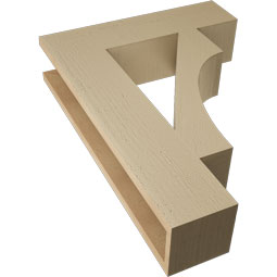 Ekena Millwork - BKTUR055X22X30WTL05RCPR - Timberthane Faux Wood Westlake Style Bracket, Block Ends, 5 1/2"W x 22"D x 30"H, Primed Tan