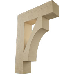 Ekena Millwork - BKTUR055X22X30WTL05RCPR - Timberthane Faux Wood Westlake Style Bracket, Block Ends, 5 1/2"W x 22"D x 30"H, Primed Tan