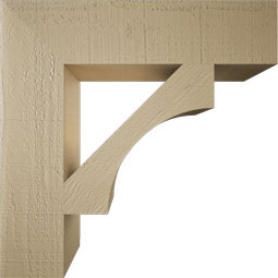 Ekena Millwork - BKTUR055X24X24WTL05RCPR - Timberthane Faux Wood Westlake Style Bracket, Block Ends, 5 1/2"W x 24"D x 24"H, Primed Tan