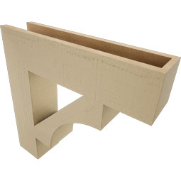 Ekena Millwork - BKTUR055X24X24WTL05RCPR - Timberthane Faux Wood Westlake Style Bracket, Block Ends, 5 1/2"W x 24"D x 24"H, Primed Tan