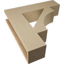 Ekena Millwork - BKTUR055X24X24WTL05RCPR - Timberthane Faux Wood Westlake Style Bracket, Block Ends, 5 1/2"W x 24"D x 24"H, Primed Tan