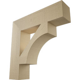 Ekena Millwork - BKTUR055X24X24WTL05RCPR - Timberthane Faux Wood Westlake Style Bracket, Block Ends, 5 1/2"W x 24"D x 24"H, Primed Tan