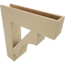 Ekena Millwork - BKTUR055X24X28WTL05RCPR - Timberthane Faux Wood Westlake Style Bracket, Block Ends, 5 1/2"W x 24"D x 28"H, Primed Tan