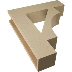 Ekena Millwork - BKTUR055X24X28WTL05RCPR - Timberthane Faux Wood Westlake Style Bracket, Block Ends, 5 1/2"W x 24"D x 28"H, Primed Tan