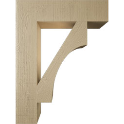 Ekena Millwork - BKTUR055X24X32WTL05RCPR - Timberthane Faux Wood Westlake Style Bracket, Block Ends, 5 1/2"W x 24"D x 32"H, Primed Tan