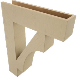 Ekena Millwork - BKTUR055X24X32WTL05RCPR - Timberthane Faux Wood Westlake Style Bracket, Block Ends, 5 1/2"W x 24"D x 32"H, Primed Tan