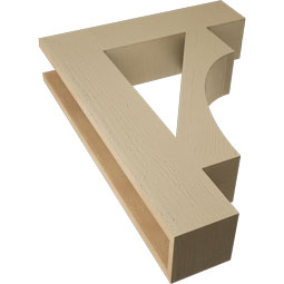 Ekena Millwork - BKTUR055X24X32WTL05RCPR - Timberthane Faux Wood Westlake Style Bracket, Block Ends, 5 1/2"W x 24"D x 32"H, Primed Tan