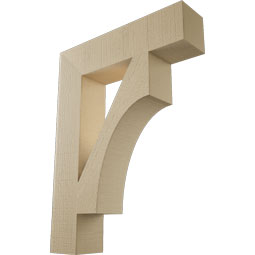 Ekena Millwork - BKTUR055X24X32WTL05RCPR - Timberthane Faux Wood Westlake Style Bracket, Block Ends, 5 1/2"W x 24"D x 32"H, Primed Tan