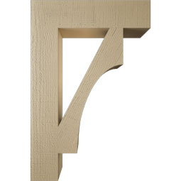 Ekena Millwork - BKTUR055X24X36WTL05RCPR - Timberthane Faux Wood Westlake Style Bracket, Block Ends, 5 1/2"W x 24"D x 36"H, Primed Tan