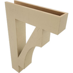 Ekena Millwork - BKTUR055X24X36WTL05RCPR - Timberthane Faux Wood Westlake Style Bracket, Block Ends, 5 1/2"W x 24"D x 36"H, Primed Tan
