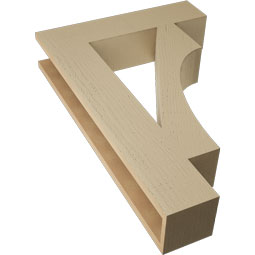 Ekena Millwork - BKTUR055X24X36WTL05RCPR - Timberthane Faux Wood Westlake Style Bracket, Block Ends, 5 1/2"W x 24"D x 36"H, Primed Tan