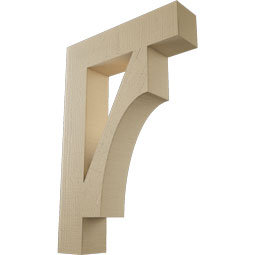 Ekena Millwork - BKTUR055X24X36WTL05RCPR - Timberthane Faux Wood Westlake Style Bracket, Block Ends, 5 1/2"W x 24"D x 36"H, Primed Tan