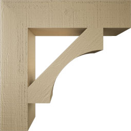 Ekena Millwork - BKTUR055X26X26WTL05RCPR - Timberthane Faux Wood Westlake Style Bracket, Block Ends, 5 1/2"W x 26"D x 26"H, Primed Tan