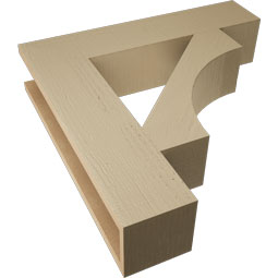Ekena Millwork - BKTUR055X26X26WTL05RCPR - Timberthane Faux Wood Westlake Style Bracket, Block Ends, 5 1/2"W x 26"D x 26"H, Primed Tan