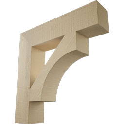 Ekena Millwork - BKTUR055X26X26WTL05RCPR - Timberthane Faux Wood Westlake Style Bracket, Block Ends, 5 1/2"W x 26"D x 26"H, Primed Tan