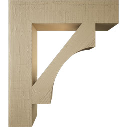 Ekena Millwork - BKTUR055X26X30WTL05RCPR - Timberthane Faux Wood Westlake Style Bracket, Block Ends, 5 1/2"W x 26"D x 30"H, Primed Tan