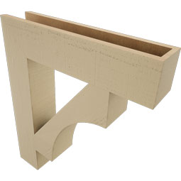 Ekena Millwork - BKTUR055X26X30WTL05RCPR - Timberthane Faux Wood Westlake Style Bracket, Block Ends, 5 1/2"W x 26"D x 30"H, Primed Tan