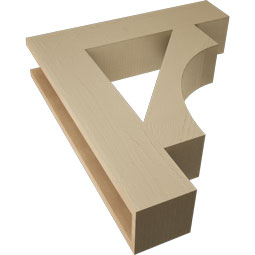 Ekena Millwork - BKTUR055X26X30WTL05RCPR - Timberthane Faux Wood Westlake Style Bracket, Block Ends, 5 1/2"W x 26"D x 30"H, Primed Tan