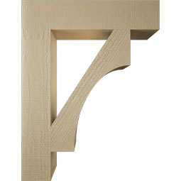 Ekena Millwork - BKTUR055X26X34WTL05RCPR - Timberthane Faux Wood Westlake Style Bracket, Block Ends, 5 1/2"W x 26"D x 34"H, Primed Tan