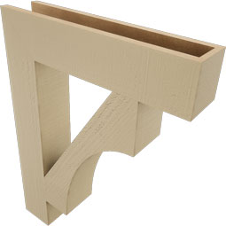 Ekena Millwork - BKTUR055X26X34WTL05RCPR - Timberthane Faux Wood Westlake Style Bracket, Block Ends, 5 1/2"W x 26"D x 34"H, Primed Tan