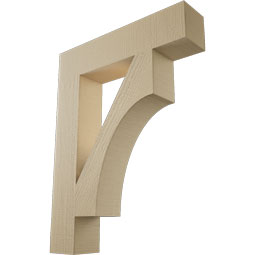 Ekena Millwork - BKTUR055X26X34WTL05RCPR - Timberthane Faux Wood Westlake Style Bracket, Block Ends, 5 1/2"W x 26"D x 34"H, Primed Tan