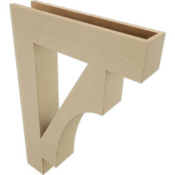 Ekena Millwork - BKTUR055X26X38WTL05RCPR - Timberthane Faux Wood Westlake Style Bracket, Block Ends, 5 1/2"W x 26"D x 38"H, Primed Tan