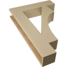Ekena Millwork - BKTUR055X26X38WTL05RCPR - Timberthane Faux Wood Westlake Style Bracket, Block Ends, 5 1/2"W x 26"D x 38"H, Primed Tan