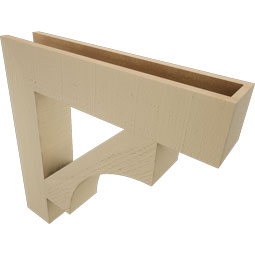 Ekena Millwork - BKTUR055X28X28WTL05RCPR - Timberthane Faux Wood Westlake Style Bracket, Block Ends, 5 1/2"W x 28"D x 28"H, Primed Tan