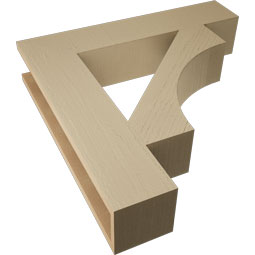Ekena Millwork - BKTUR055X28X28WTL05RCPR - Timberthane Faux Wood Westlake Style Bracket, Block Ends, 5 1/2"W x 28"D x 28"H, Primed Tan