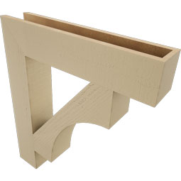 Ekena Millwork - BKTUR055X28X32WTL05RCPR - Timberthane Faux Wood Westlake Style Bracket, Block Ends, 5 1/2"W x 28"D x 32"H, Primed Tan