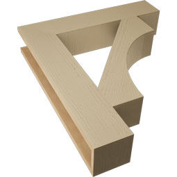 Ekena Millwork - BKTUR055X28X32WTL05RCPR - Timberthane Faux Wood Westlake Style Bracket, Block Ends, 5 1/2"W x 28"D x 32"H, Primed Tan