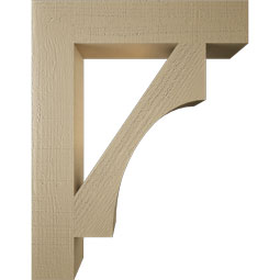 Ekena Millwork - BKTUR055X28X36WTL05RCPR - Timberthane Faux Wood Westlake Style Bracket, Block Ends, 5 1/2"W x 28"D x 36"H, Primed Tan