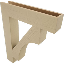 Ekena Millwork - BKTUR055X28X36WTL05RCPR - Timberthane Faux Wood Westlake Style Bracket, Block Ends, 5 1/2"W x 28"D x 36"H, Primed Tan