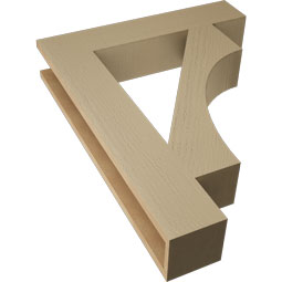 Ekena Millwork - BKTUR055X28X36WTL05RCPR - Timberthane Faux Wood Westlake Style Bracket, Block Ends, 5 1/2"W x 28"D x 36"H, Primed Tan