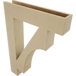 Ekena Millwork - BKTUR055X28X40WTL05RCPR - Timberthane Faux Wood Westlake Style Bracket, Block Ends, 5 1/2"W x 28"D x 40"H, Primed Tan