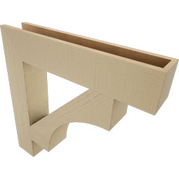 Ekena Millwork - BKTUR055X30X30WTL05RCPR - Timberthane Faux Wood Westlake Style Bracket, Block Ends, 5 1/2"W x 30"D x 30"H, Primed Tan